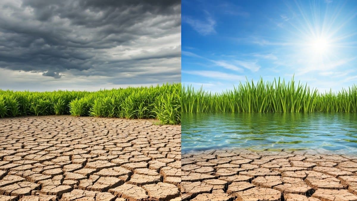A desert transforming into an oasis, symbolizing how hardship can lead to unexpected growth and prosperity.