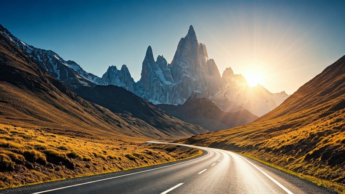 A winding mountain road symbolizes the challenging but rewarding journey of self-improvement and the pursuit of success.