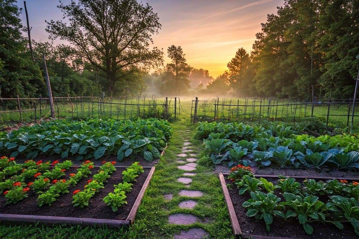 A well-tended garden at dawn, symbolizing personal growth and responsibility.